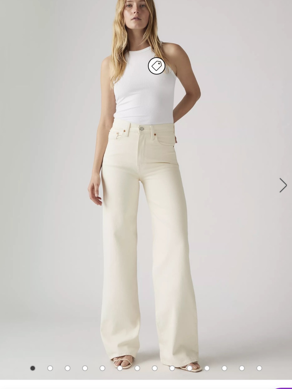 NWOT Levi's Ribcage Wide-Leg Jeans in Cream 27x30